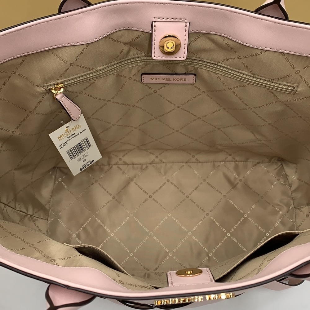 MICHAEL KORS SIENNA Large Tote Shoulder BAG In POWDER BLUSH Leather Canvas - Picture 13 of 16